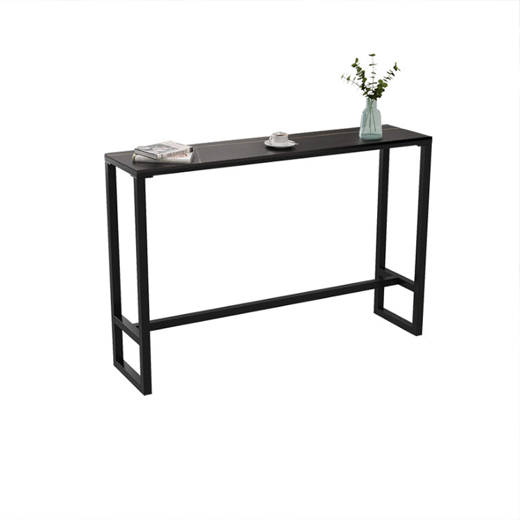 Black Glam Style Bar Table in Iron Top and Faux Marble Milk Tea Shop Bar Table