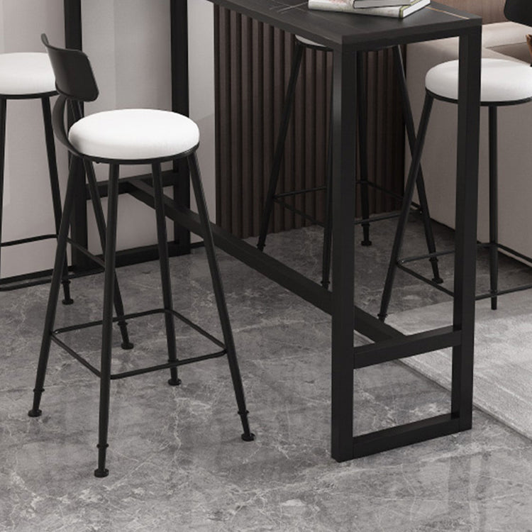 Black Glam Style Bar Table in Iron Top and Faux Marble Milk Tea Shop Bar Table