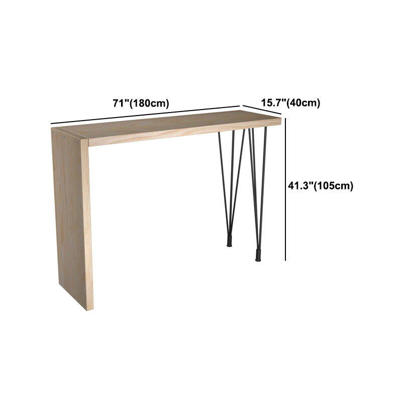 Natural Wood Counter Table with Rectangle Table Top Legs Table - 41.3" H