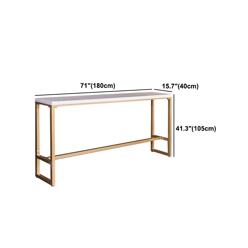 Glam White Marble Table with Rectangle Table Top Gold Trestle Table - 41.3" H