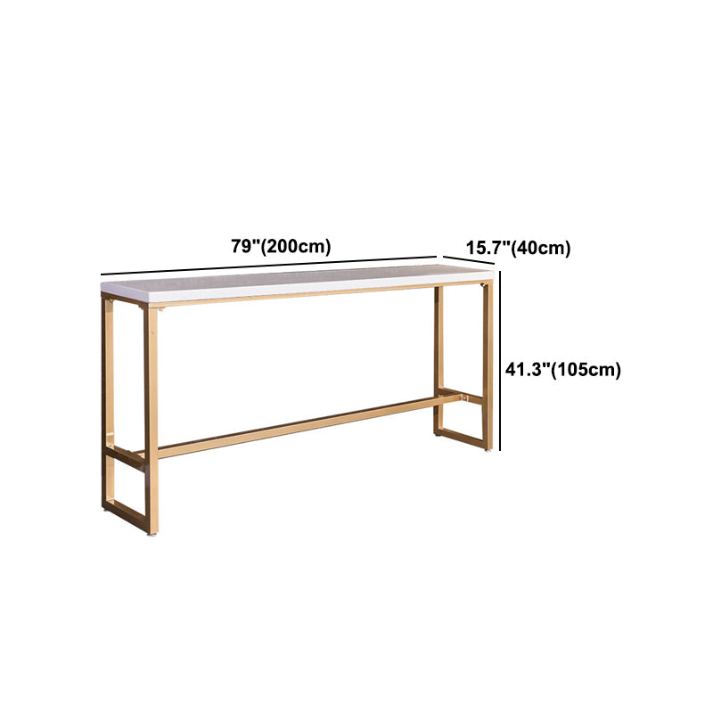 Glam White Marble Table with Rectangle Table Top Gold Trestle Table - 41.3" H