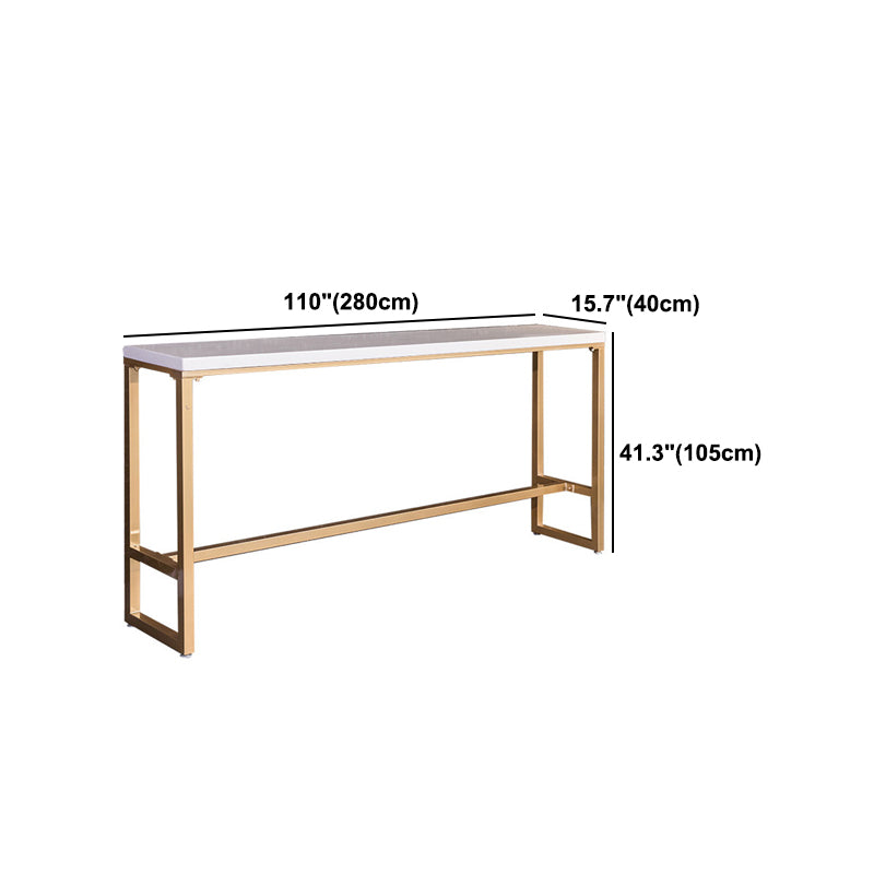 Glam White Marble Table with Rectangle Table Top Gold Trestle Table - 41.3" H