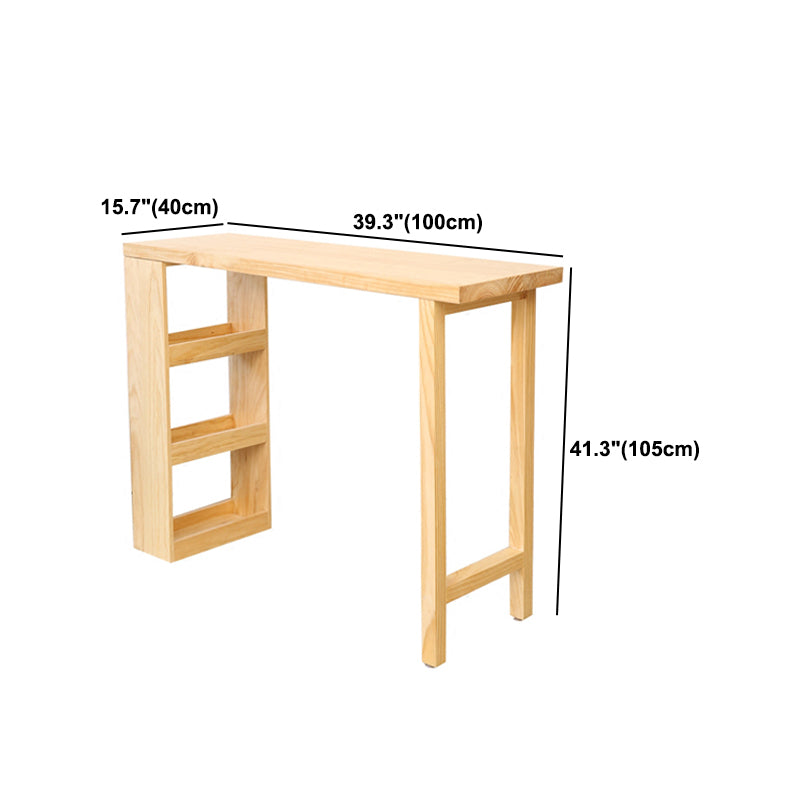 Modern Wood Hall Table with Rectangle Table Top Double Pedestal Table- 41.3" H