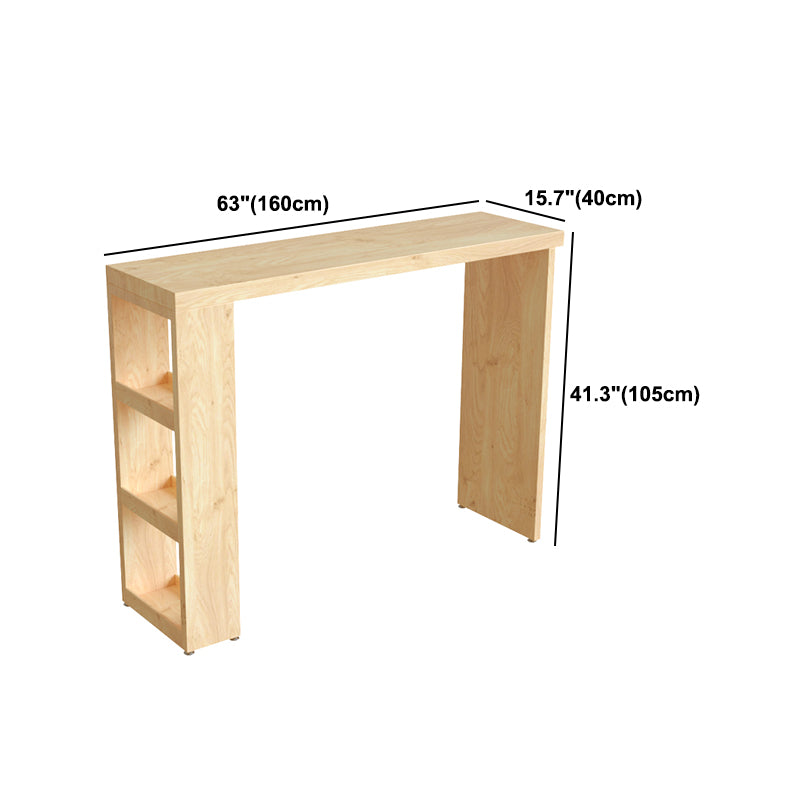 Modern Wood Hall Table with Rectangle Table Top Double Pedestal Table- 41.3" H