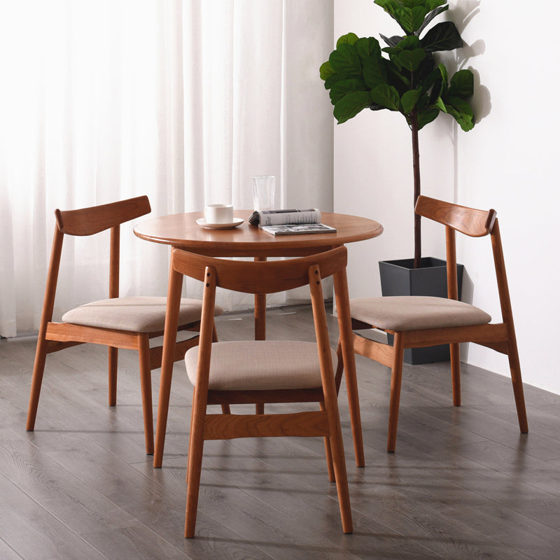 Solid Wood Contemporary Round Dining Table Wood Top Table with 4 Legs