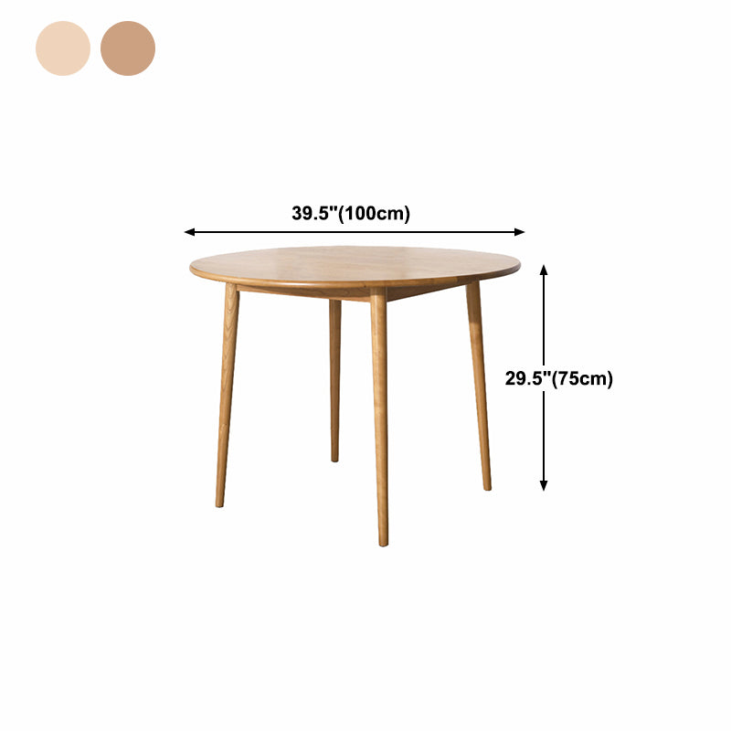 Solid Wood Contemporary Round Dining Table Wood Top Table with 4 Legs