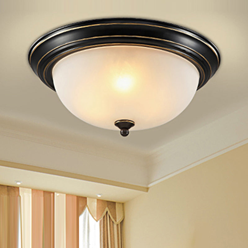 Bowl Shape Flush Ceiling Light Traditional Style Glass Bedroom Flush Mount Fixture