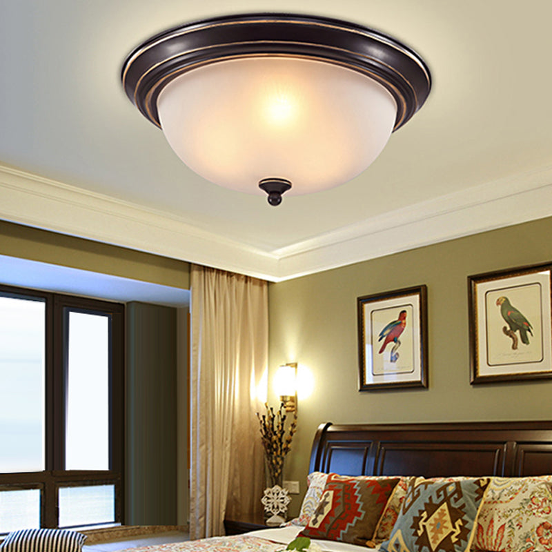 Bowl Shape Flush Ceiling Light Traditional Style Glass Bedroom Flush Mount Fixture