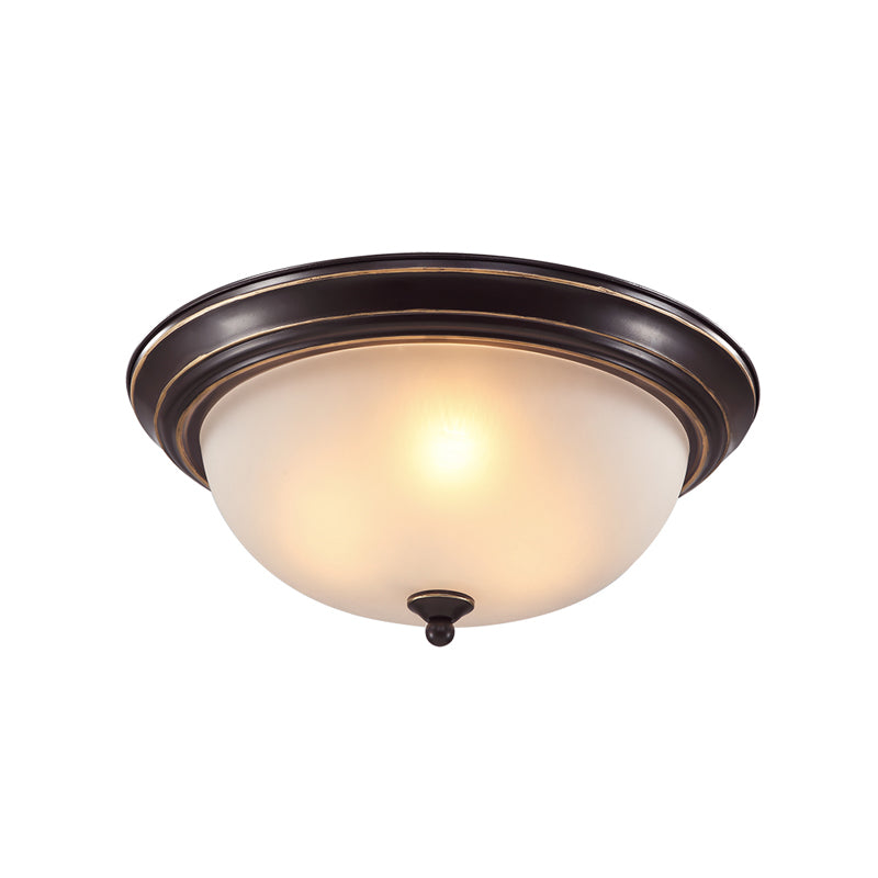 Bowl Shape Flush Ceiling Light Traditional Style Glass Bedroom Flush Mount Fixture