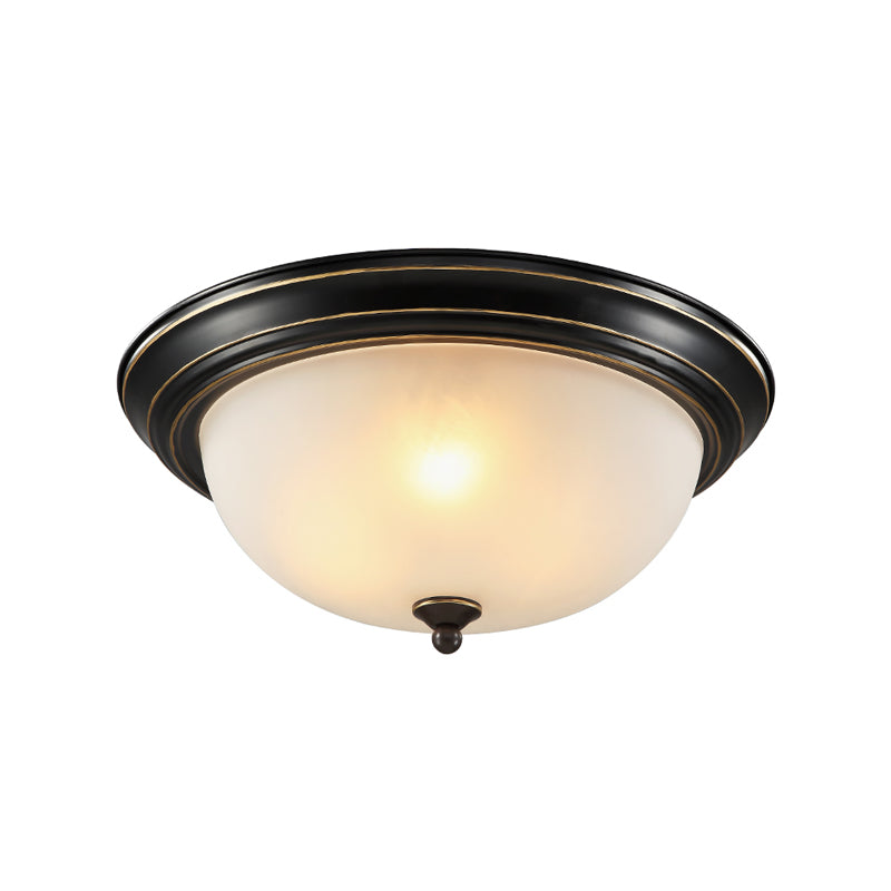 Bowl Shape Flush Ceiling Light Traditional Style Glass Bedroom Flush Mount Fixture