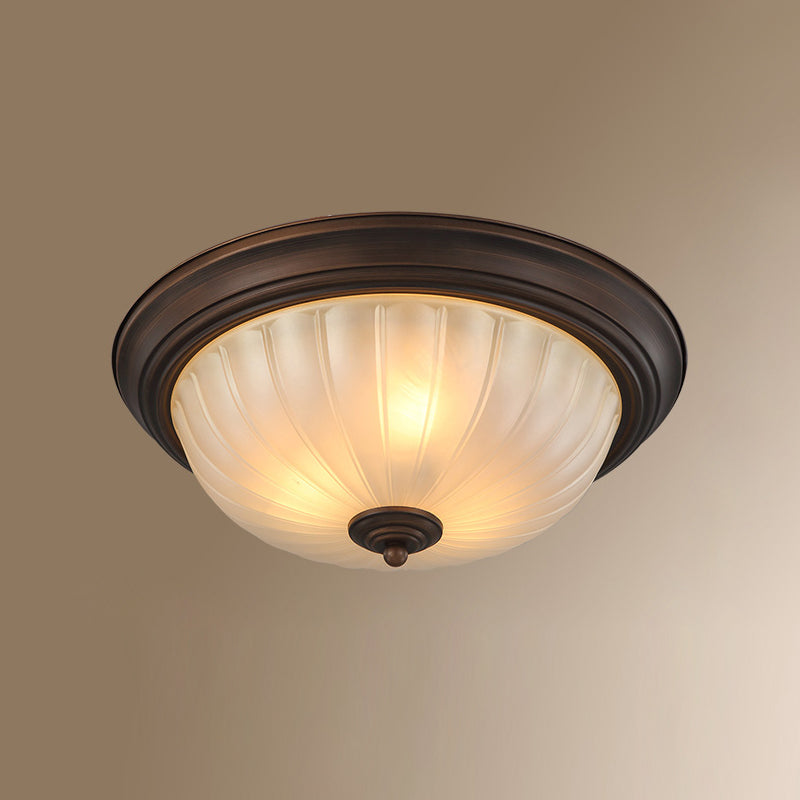 Bowl Shape Flush Ceiling Light Traditional Style Glass Bedroom Flush Mount Fixture