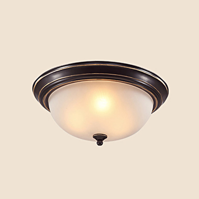 Bowl Shape Flush Ceiling Light Traditional Style Glass Bedroom Flush Mount Fixture