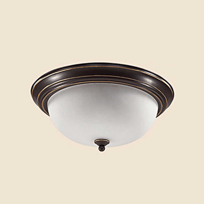 Bowl Shape Flush Ceiling Light Traditional Style Glass Bedroom Flush Mount Fixture