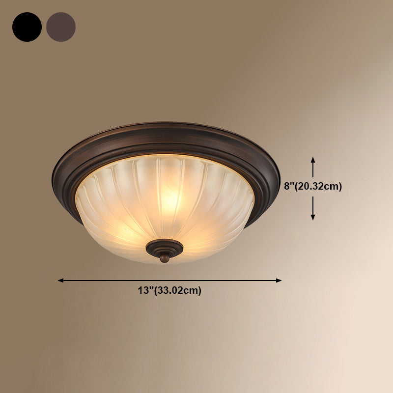 Bowl Shape Flush Ceiling Light Traditional Style Glass Bedroom Flush Mount Fixture