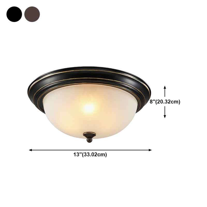 Bowl Shape Flush Ceiling Light Traditional Style Glass Bedroom Flush Mount Fixture