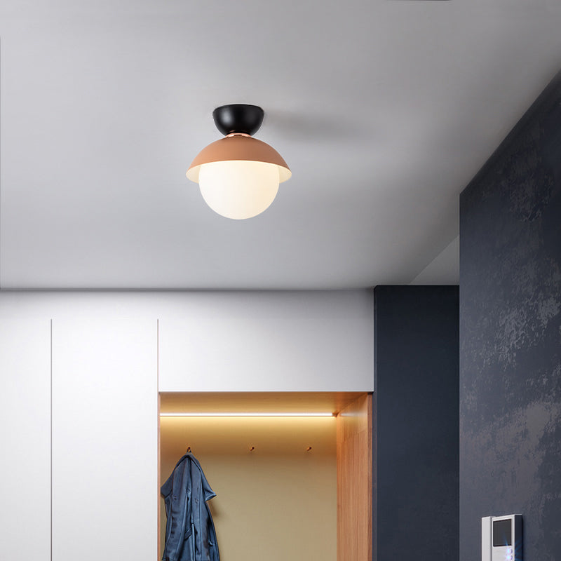 Modernist Flush Mounted Plafond Verlichting Opaal Glanzende Schaduw Flush Mount Verlichting