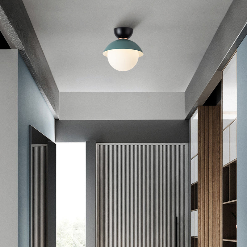 Modernist Flush Mounted Plafond Verlichting Opaal Glanzende Schaduw Flush Mount Verlichting