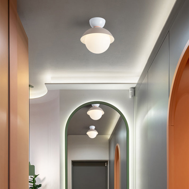 Modernist Flush Mounted Plafond Verlichting Opaal Glanzende Schaduw Flush Mount Verlichting