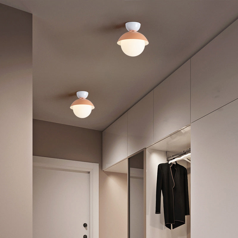 Modernist Flush Mounted Ceiling Lights Opal Glossy Shade Flush Mount Lighting