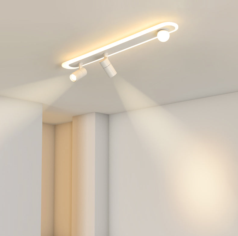 Plafonnier encastré à abat-jour ovale en métal, luminaire moderne multi-lumières en blanc