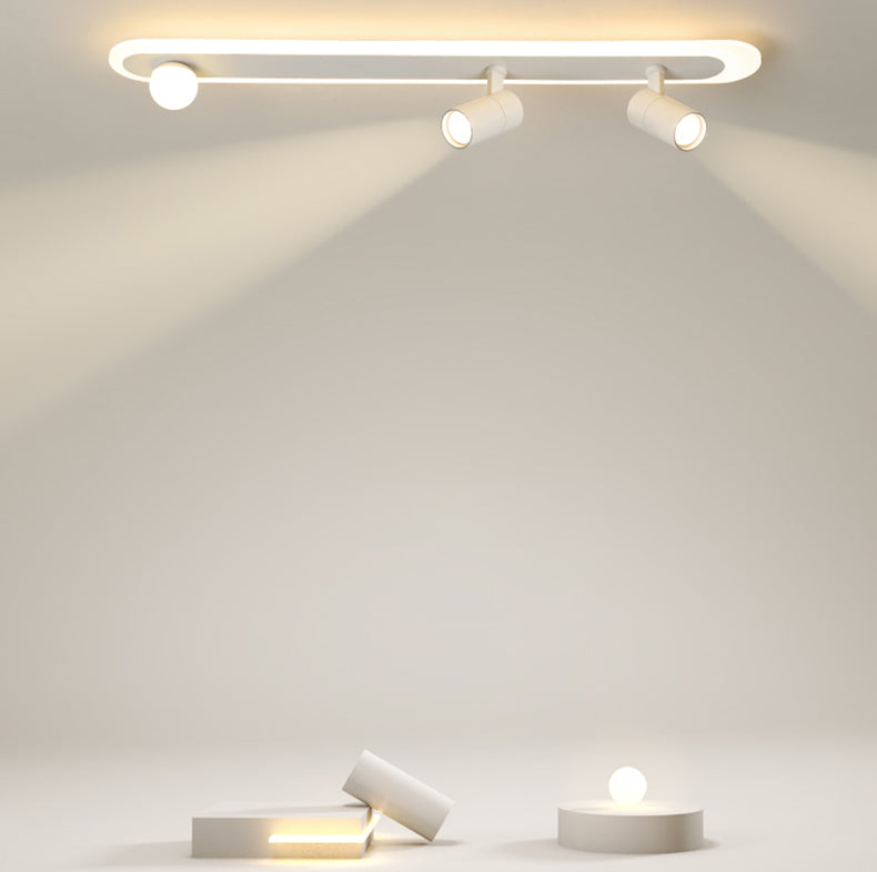 Plafonnier encastré à abat-jour ovale en métal, luminaire moderne multi-lumières en blanc