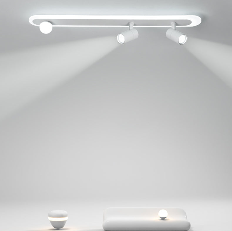 Plafonnier encastré à abat-jour ovale en métal, luminaire moderne multi-lumières en blanc