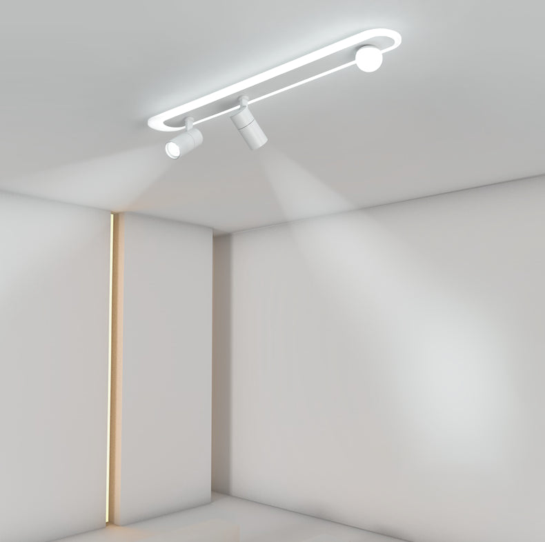 Plafonnier encastré à abat-jour ovale en métal, luminaire moderne multi-lumières en blanc