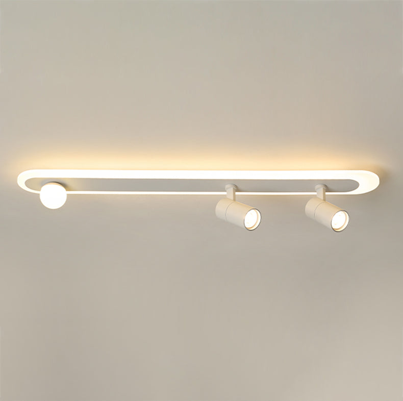 Metal Oval Shade Flush Ceiling Light Modern Multi Lights Flush Mount Fixture in White