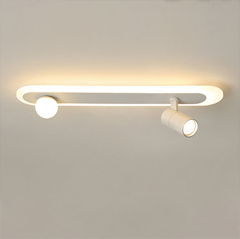 Plafonnier encastré à abat-jour ovale en métal, luminaire moderne multi-lumières en blanc