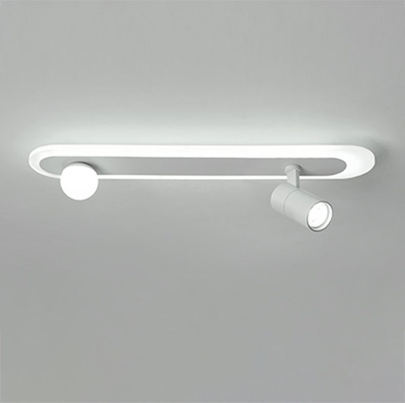 Metalen Ovale Schaduw Flush Plafond Licht Modern Multi-lampen Fluitmontage in het wit