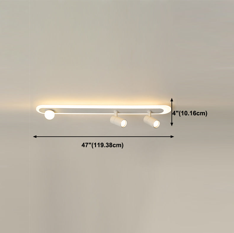 Plafonnier encastré à abat-jour ovale en métal, luminaire moderne multi-lumières en blanc