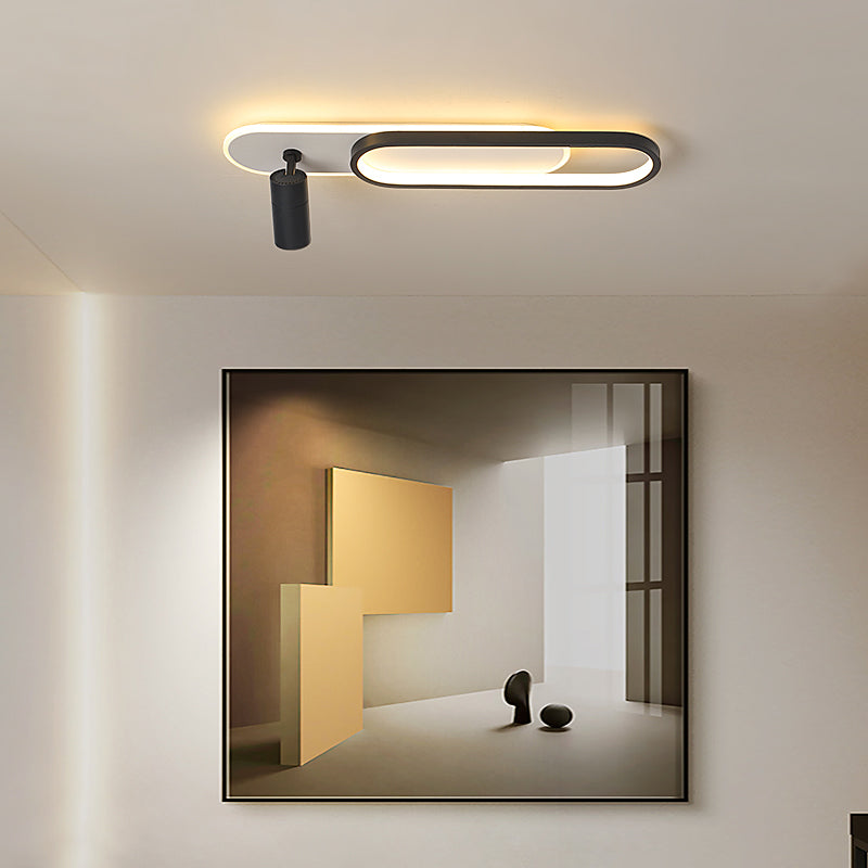 Ovale Schaduw Metalen Flush Plafond Licht Moderne Stijl 3 Lampen Flush Mount Fixture