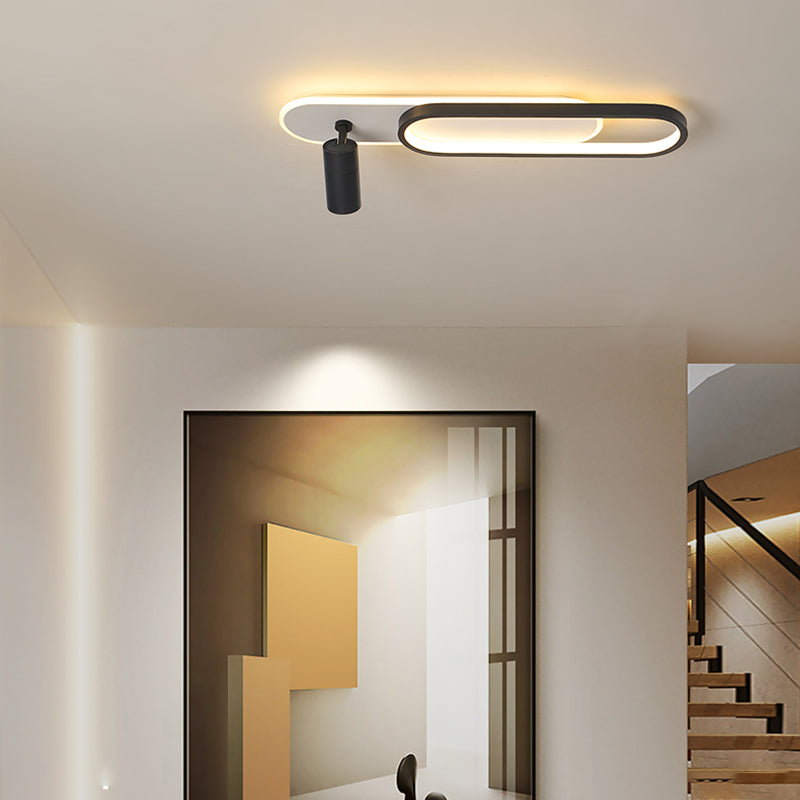 Ovale Schaduw Metalen Flush Plafond Licht Moderne Stijl 3 Lampen Flush Mount Fixture