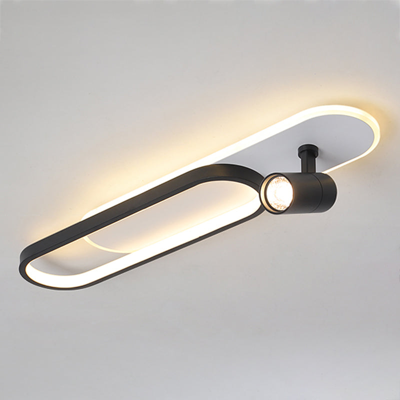 Plafonnier encastré en métal à abat-jour ovale, style moderne, 3 lumières, luminaire encastré