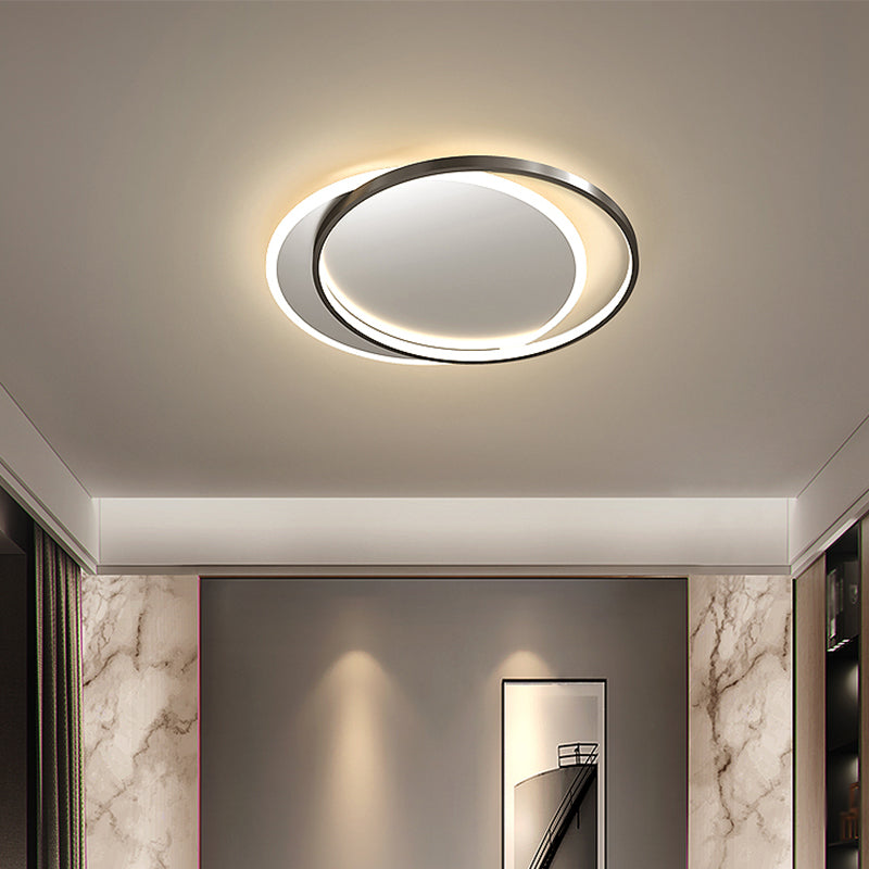 Ronde Schaduw Metalen Flush Plafond Licht Moderne Stijl 2 Lampen Flush Mount Fixture in zwart