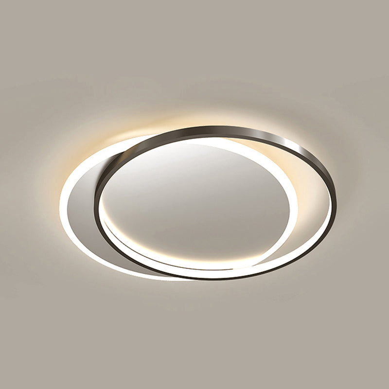 Plafonnier encastré en métal à abat-jour rond, style moderne, luminaire encastré à 2 lumières, noir