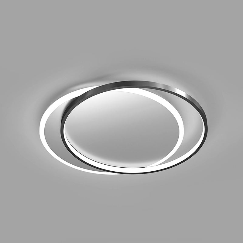 Ronde Schaduw Metalen Flush Plafond Licht Moderne Stijl 2 Lampen Flush Mount Fixture in zwart