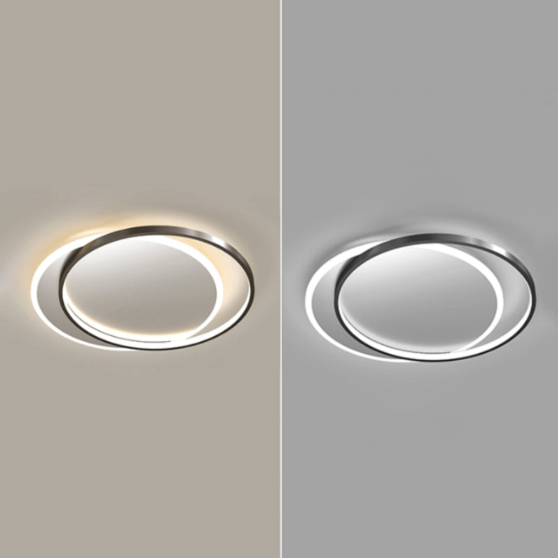 Plafonnier encastré en métal à abat-jour rond, style moderne, luminaire encastré à 2 lumières, noir