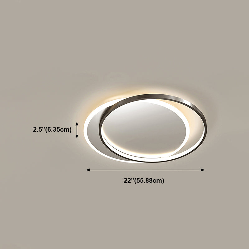 Pantalla redonda lámpara de techo metálica incrustada estilo moderno 2 dispositivo de fijación integrado de luz, negro