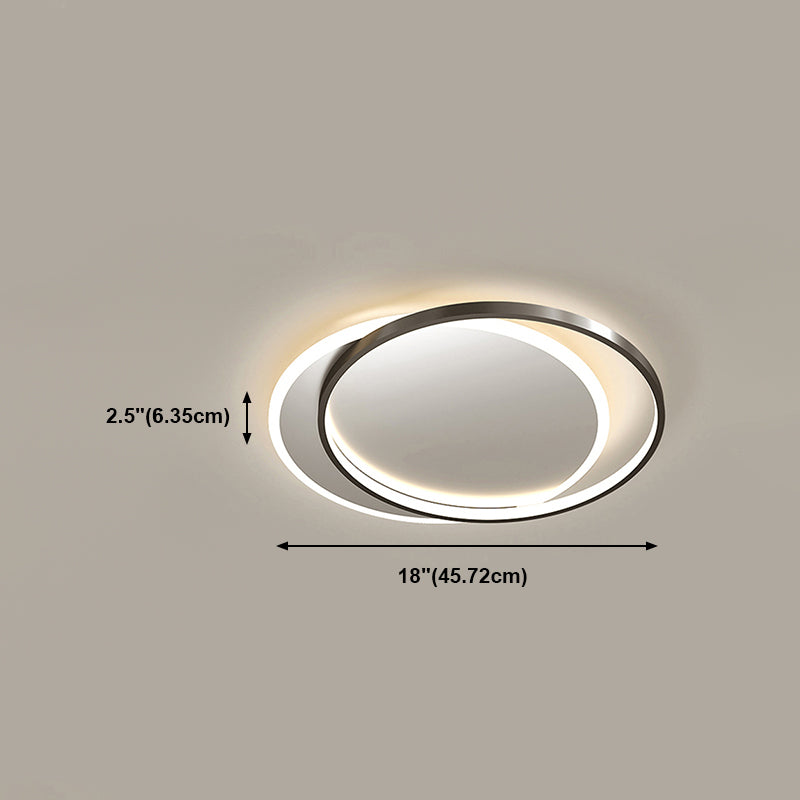 Pantalla redonda lámpara de techo metálica incrustada estilo moderno 2 dispositivo de fijación integrado de luz, negro