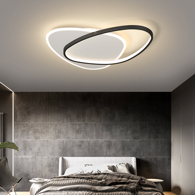 Oval Schatten Metall Bündig Deckenleuchte Moderne Stil 2 Lichter Flush Halterung Befestigung