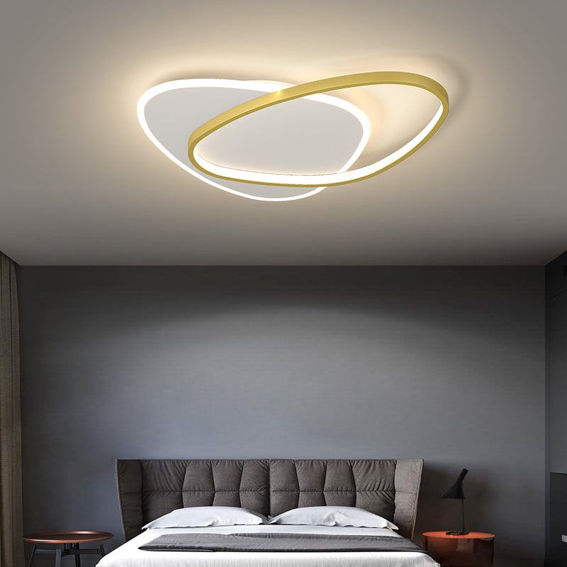 Oval Shade Metal Flush Ceiling Light Modern Style 2 Lights Flush Mount Fixture