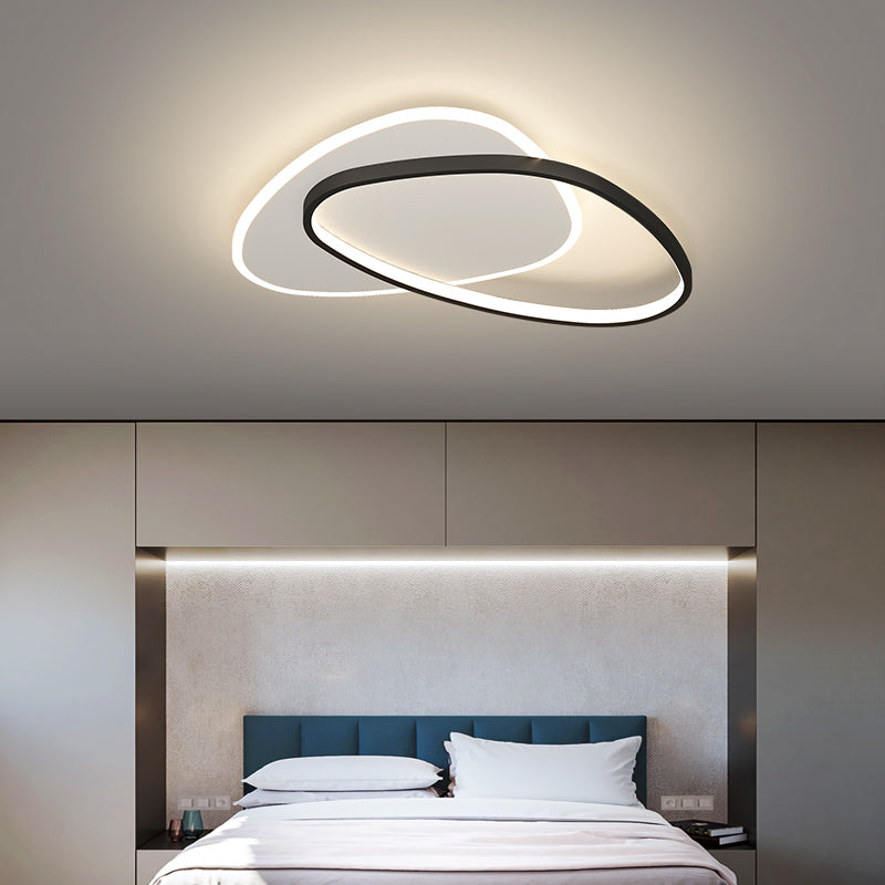 Oval Schatten Metall Bündig Deckenleuchte Moderne Stil 2 Lichter Flush Halterung Befestigung