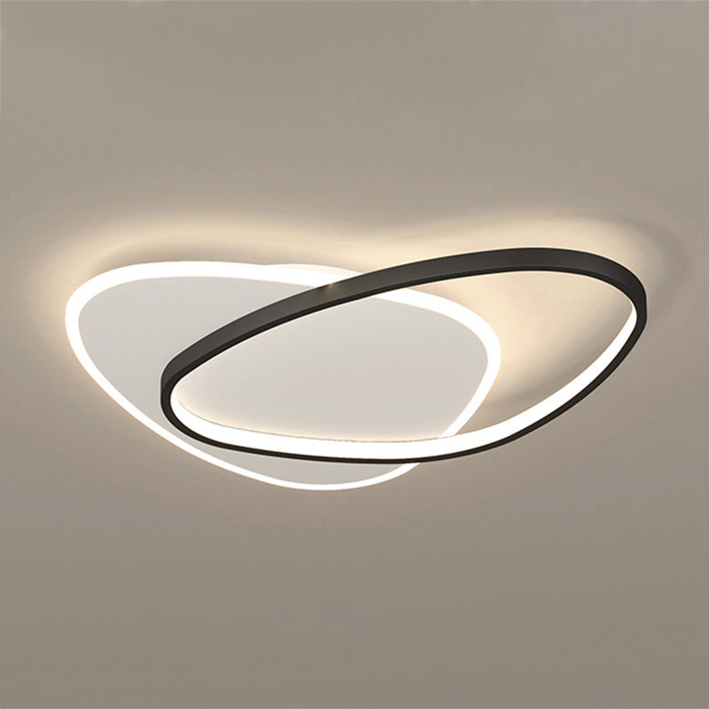 Oval Schatten Metall Bündig Deckenleuchte Moderne Stil 2 Lichter Flush Halterung Befestigung