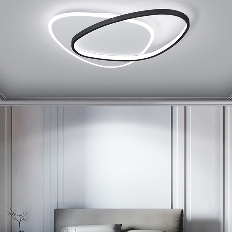 Oval Schatten Metall Bündig Deckenleuchte Moderne Stil 2 Lichter Flush Halterung Befestigung