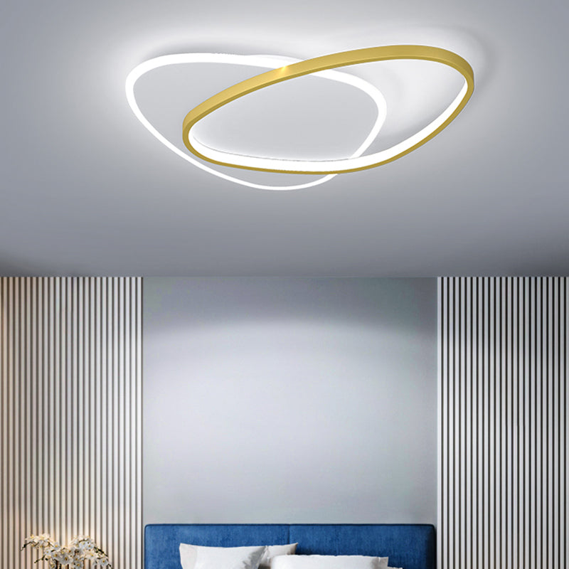 Oval Shade Metal Flush Ceiling Light Modern Style 2 Lights Flush Mount Fixture