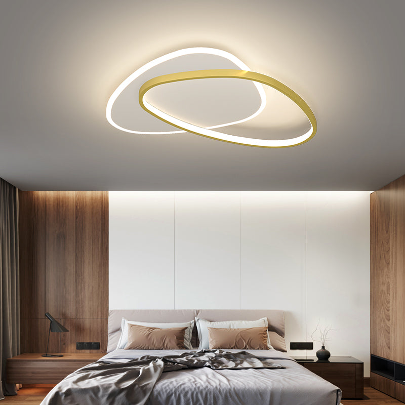 Oval Shade Metal Flush Ceiling Light Modern Style 2 Lights Flush Mount Fixture