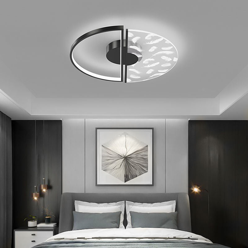 Round Metal Shade Flush Ceiling Light Modern Style 2 Lights Flush Mount Fixture