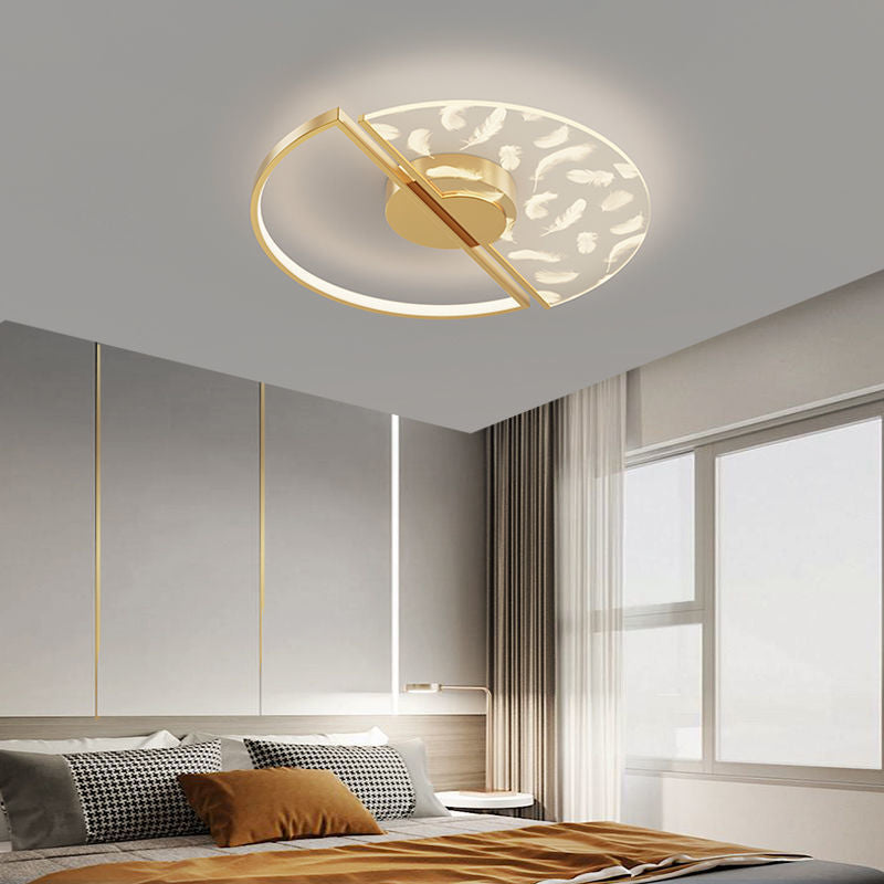 Round Metal Shade Flush Ceiling Light Modern Style 2 Lights Flush Mount Fixture