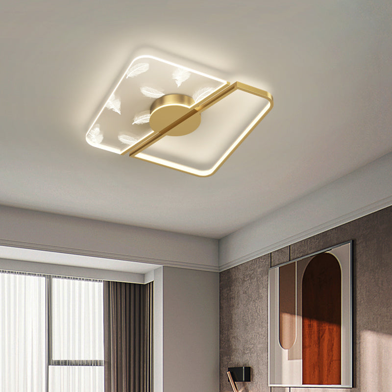 Metal Square Shade Flush Ceiling Light Modern Style 2 Lumière Flush Mount Fixture